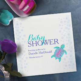 Niedliche Schildkrötenwasserfarbe Babydusche Servi Serviette