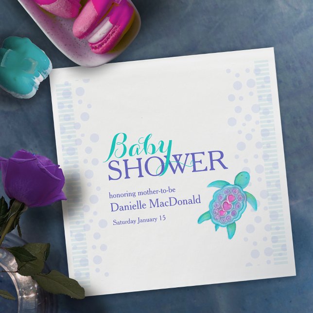 Niedliche Schildkrötenwasserfarbe Babydusche Servi Serviette (Von Creator hochgeladen)