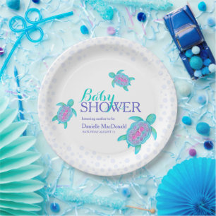 Niedliche Schildkrötenwasserfarbe Kinderdusche Pappteller