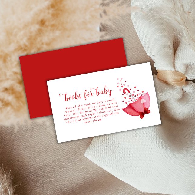 Niedliche Schirmbücher für Babydusche Begleitkarte (Cute Sweetheart Umbrella Bow Books For Baby Shower Enclosure Card)