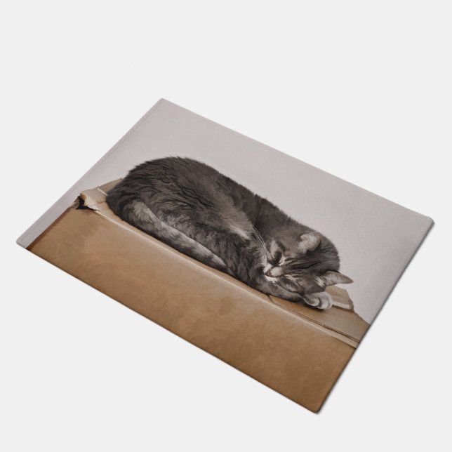 Niedliche Schlachtung mit Tabby Fußmatte (Schrägansicht)