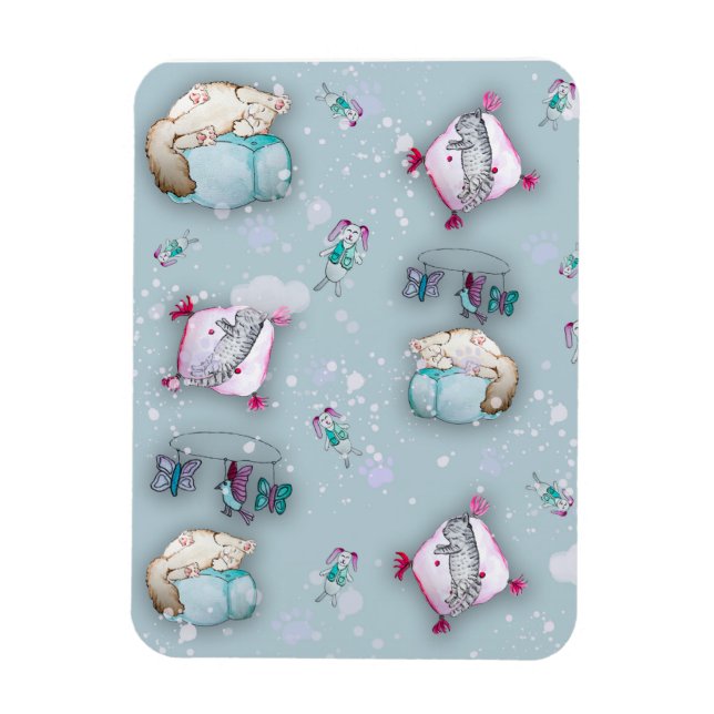 Niedliche Schlafkätzchen und deren Farbmuster Magnet (Vertikal)