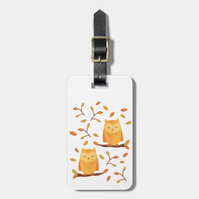Niedliche Schlafräume Herbst 🦉 Gepäckanhänger (Vorderseite vertikal)