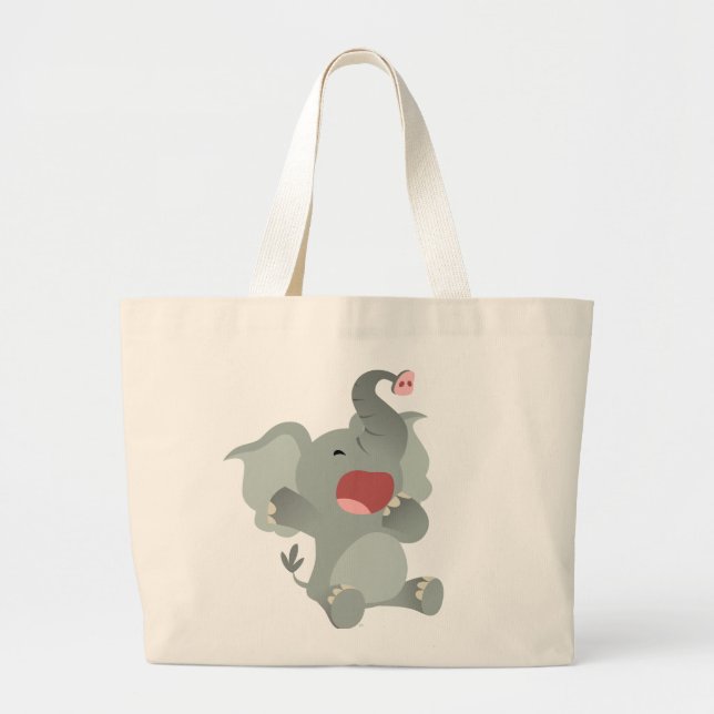 Niedliche schläfrige Cartoon-Elefant-Tasche Jumbo Stoffbeutel (Vorne)