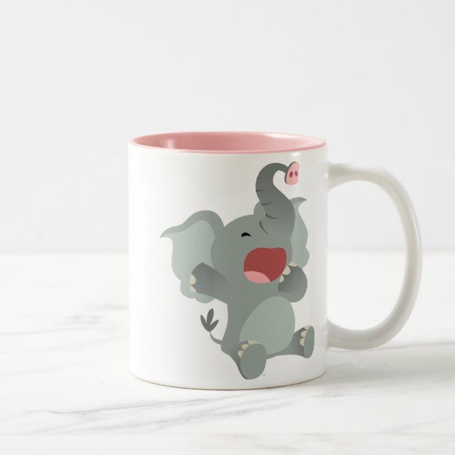 Niedliche schläfrige Cartoon-Elefant-Tasse Zweifarbige Tasse (Rechts)