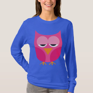 Niedliche schläfrige rosa Eule T-Shirt