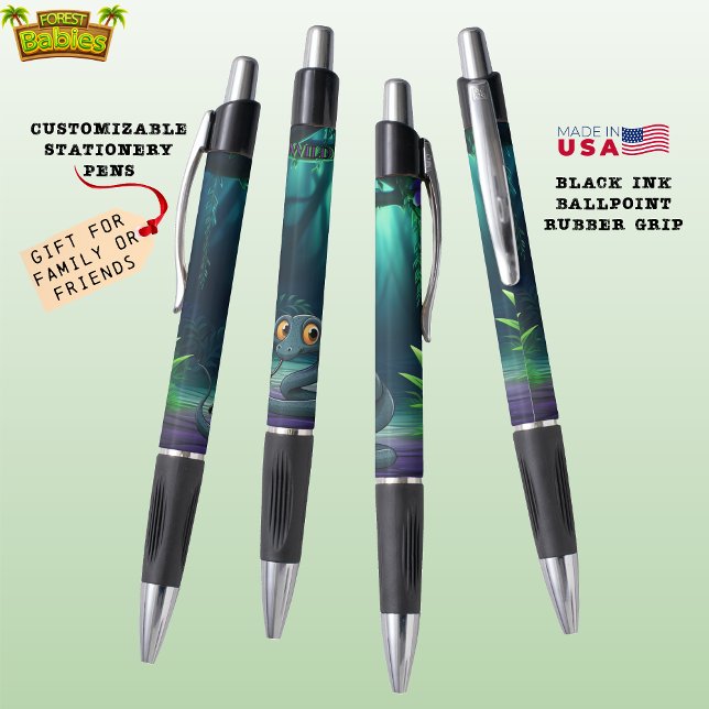 Niedliche Schlange gefährdete Reptile Wildlife Ani Kugelschreiber (Cute Indigo Snake Endangered Reptile Nature Wildlife Animal, Whimsical Serpent ForestBabies Pen 🐍🎁)