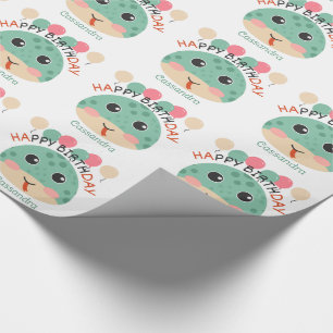 Niedliche Schlangen Face Balloons Name Kindergebur Geschenkpapier