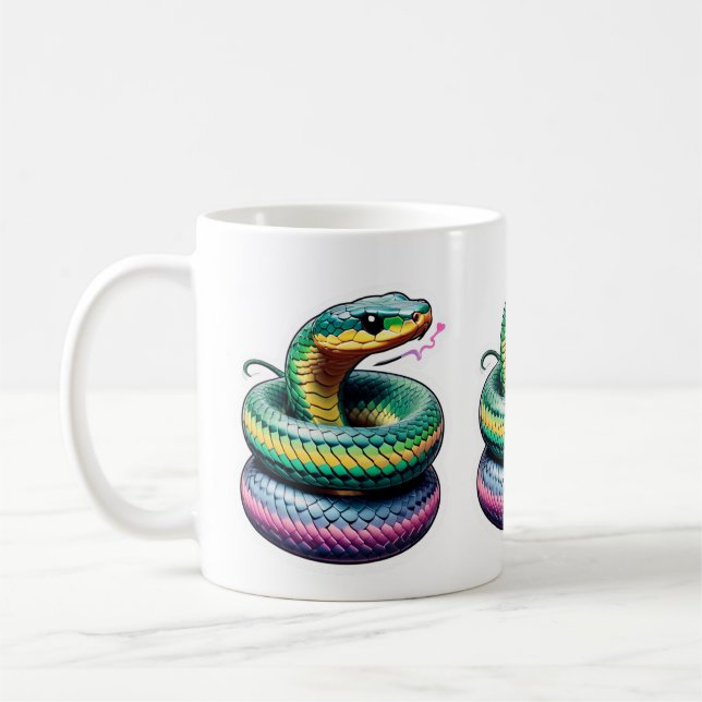 Niedliche Schlangen-Illustration Kaffeetasse (Links)