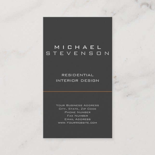 Niedliche Schlicht-Grau-Schwarz-Designer-Visitenka Visitenkarte (Vorderseite)