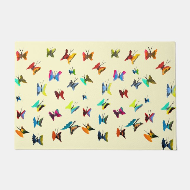 Niedliche Schmetterlinge Aquarellkunst Fußmatte (Vorderseite)