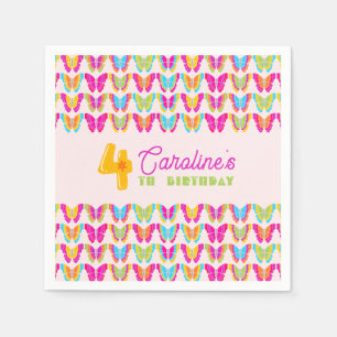 Niedliche Schmetterlinge Girl 4. Geburtstag Party Serviette