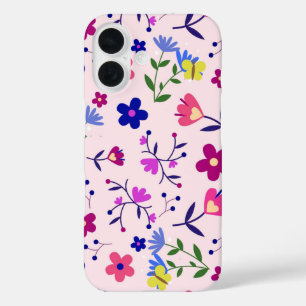 Niedliche Schmetterlinge und Blume auf Rosa iPhone 16 Hülle