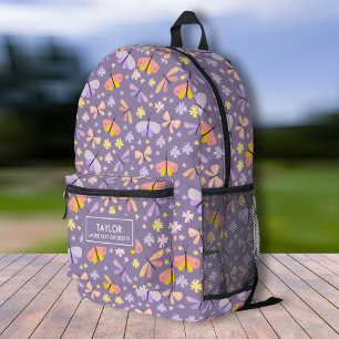 Niedliche Schmetterlingsflora, Personalisierte Kin Bedruckter Rucksack