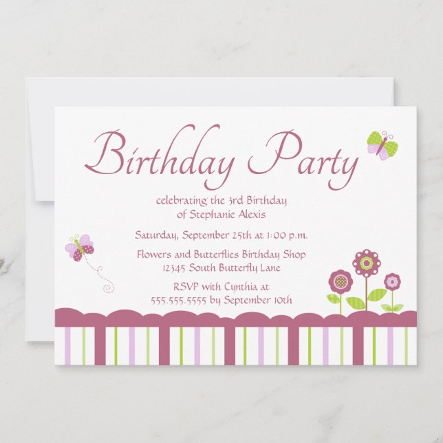 Niedliche Schmetterlingsfrau zum Geburtstag Einladung (Vorderseite)
