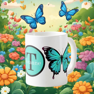 Niedliche Schmetterlingsliebhaber fügen Monogramm Kaffeetasse