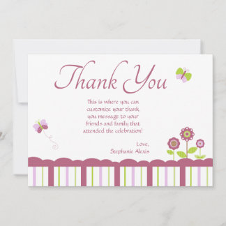 Niedliche Schmetterlingsmädchen danken dir eine Fl Einladung