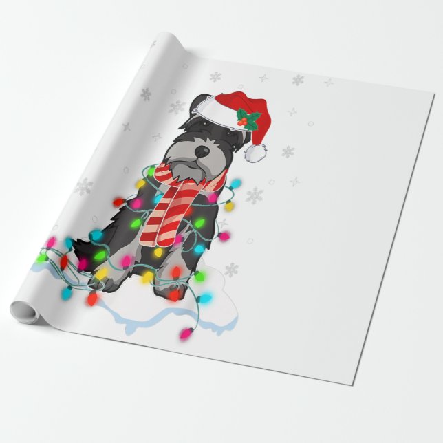 Niedliche Schnauzer Weihnachtsbeleuchtung mit Weih Geschenkpapier (Ungerollt)