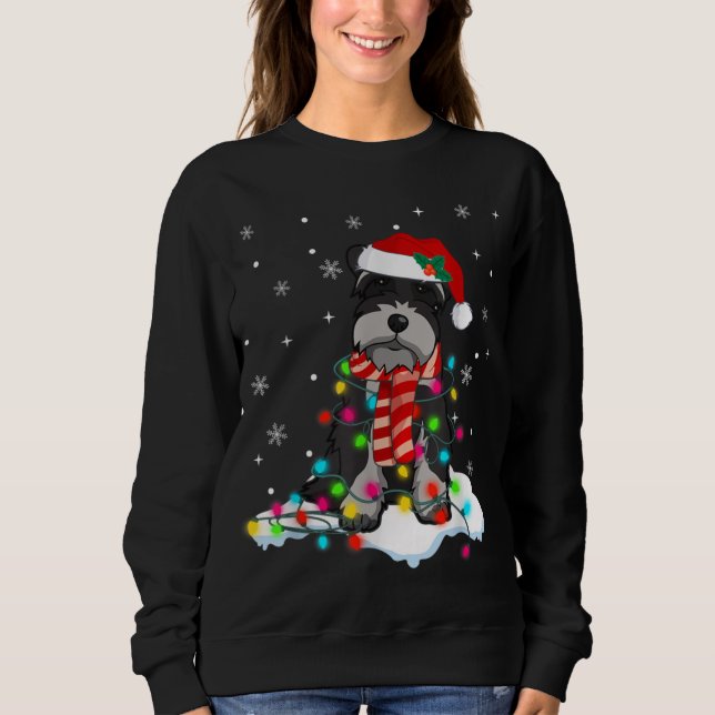 Niedliche Schnauzer Weihnachtsbeleuchtung mit Weih Sweatshirt (Vorderseite)