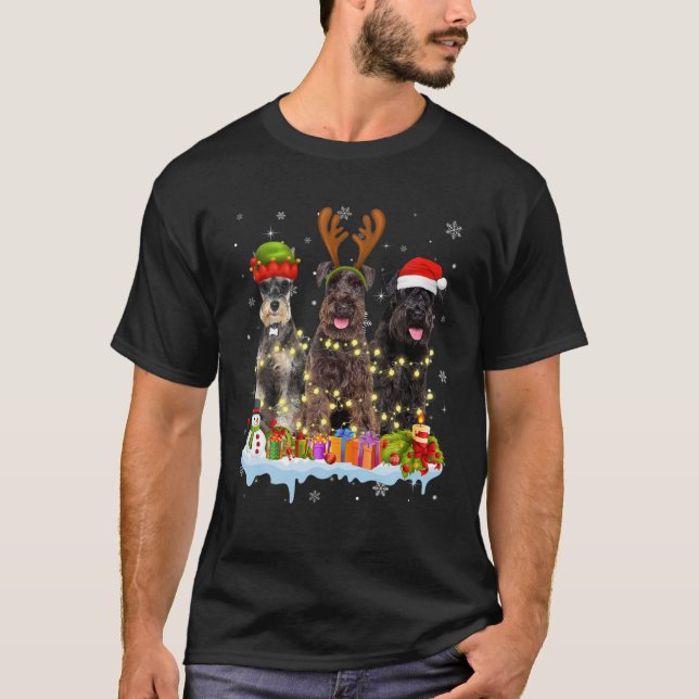 Niedliche Schnauzer Weihnachtsmannmütze Weihnachts T-Shirt (Vorderseite)