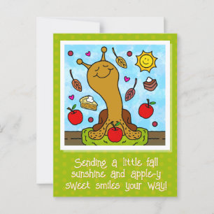 Niedliche Schnecke Apple y Sweet Smile Fall Postkarte