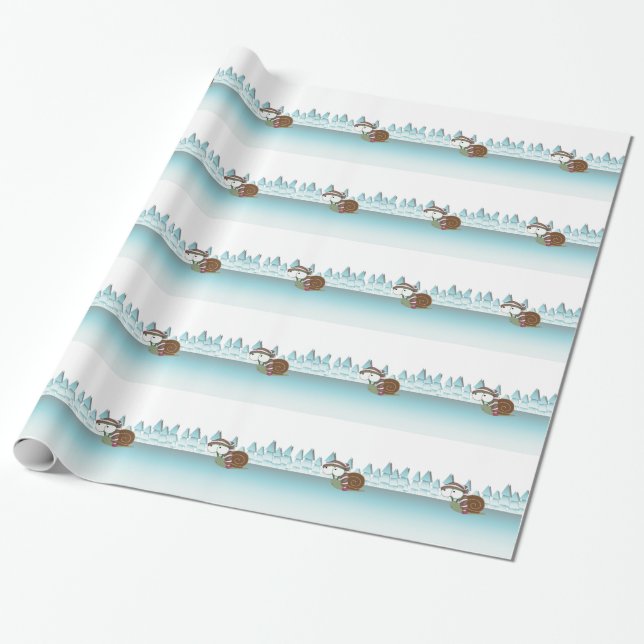 Niedliche Schnecke in Schlafkappe Geschenkpapier (Ungerollt)