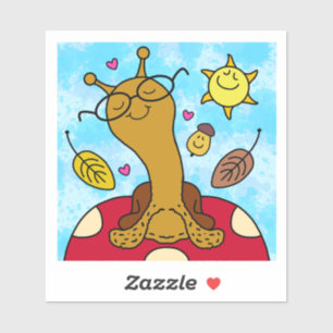 Niedliche Schnecke mit Brille auf Pilz Fall Vinyl Aufkleber