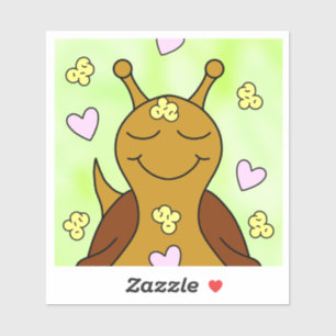 Niedliche Schnecke mit Popcorn und Herz   Vinyl Aufkleber