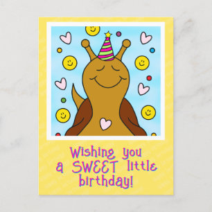 Niedliche Schnecke Sweet Little Birthday Postcard Postkarte