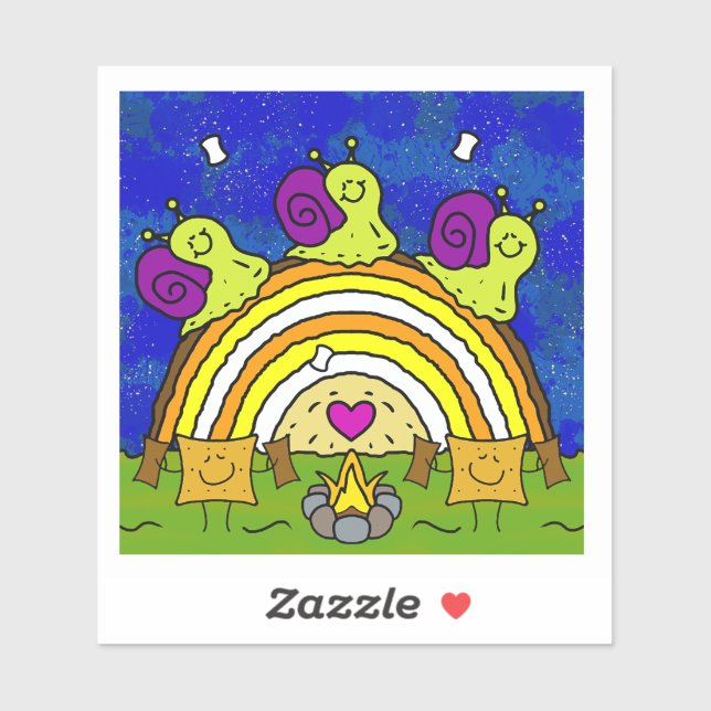 Niedliche Schnecken durch Regenbogen-Log Fall Viny Aufkleber (Blatt)