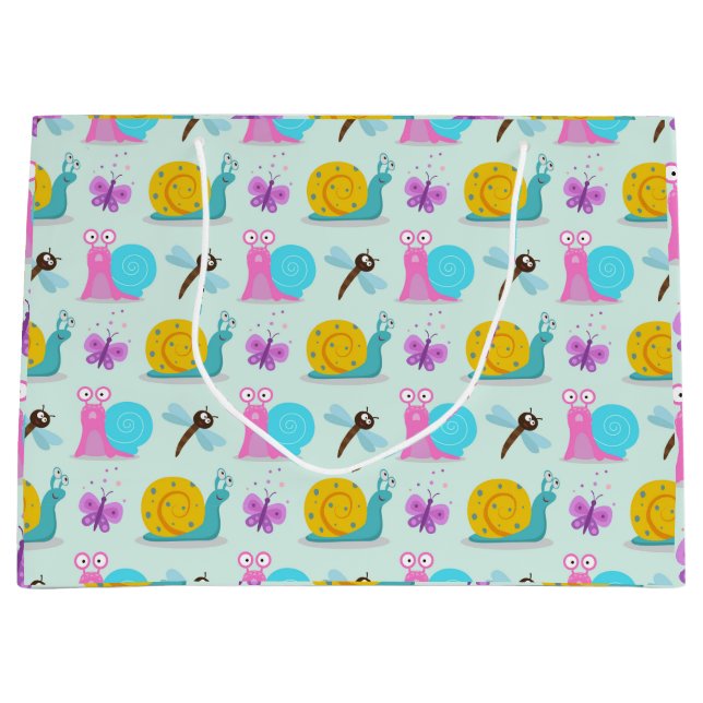 Niedliche Schnecken, Schmetterlinge und Libellen Große Geschenktüte (Vorderseite)
