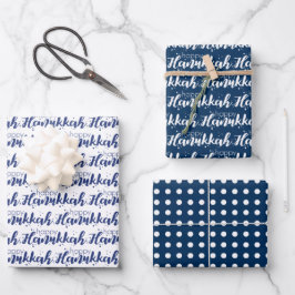 Niedliche Schneebasen und Polka Dot Happy Hanukkah Geschenkpapier Set