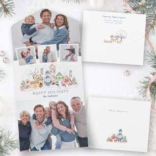 Niedliche schneebedeckte Weihnachtsfeiertage 4 Fot All In One Einladung