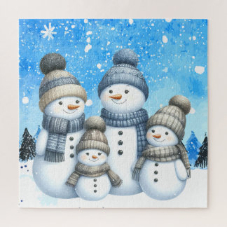 Niedliche Schneefamilie im Schnee Puzzle