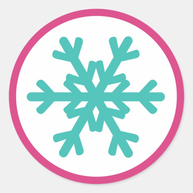 Niedliche Schneeflocke Fuchsia Pink Aqua Stickers (Vorderseite)