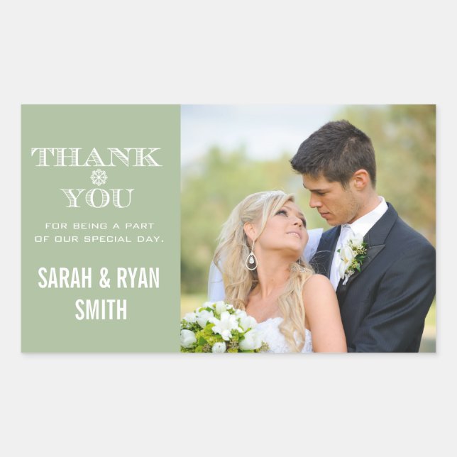 Niedliche Schneeflocke Minze Danke Foto Stickers (Vorderseite)