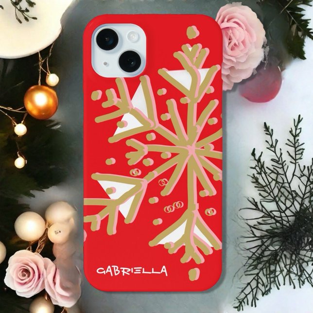 Niedliche Schneeflocke mit Monogramm Rotgold gürmi Case-Mate iPhone Hülle (Von Creator hochgeladen)