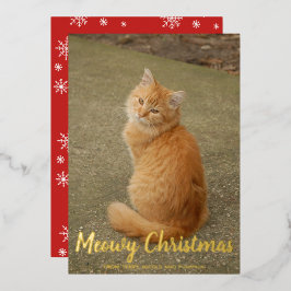 Niedliche Schneeflocken Cat Foto Meowy Weihnachten Folien Feiertagskarte