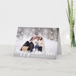 Niedliche Schneeflocken Foto Modernes Neujahr Feiertagskarte
