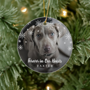 Niedliche Schneeflocken Hund Foto Haustier Memoria Keramik Ornament