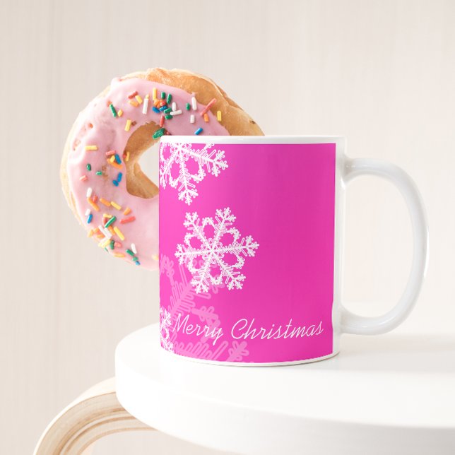Niedliche Schneeflocken in Rosa und Weiß Tasse (Von Creator hochgeladen)