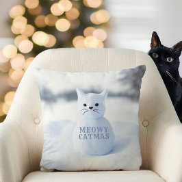 Niedliche Schneekatze Meowy Catmas Schneeflocken W Kissen