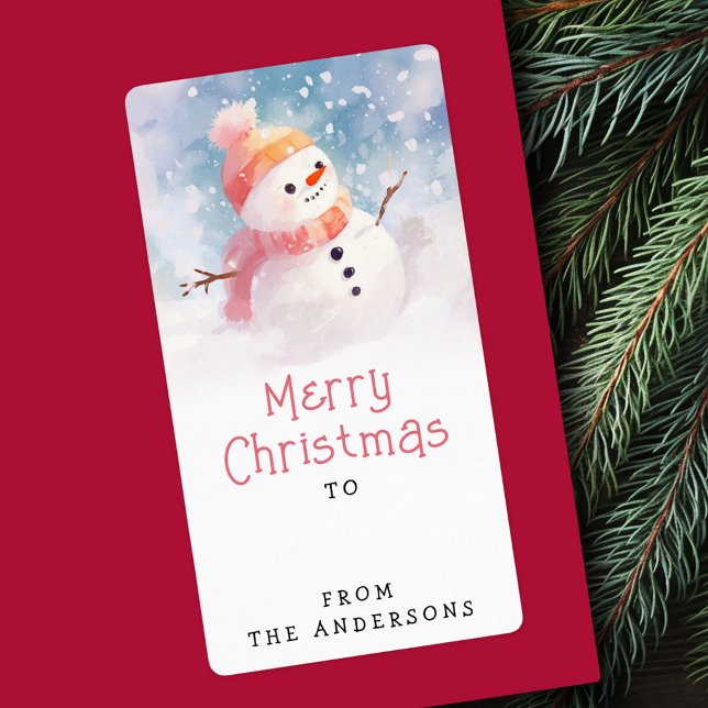 Niedliche Schneemann-Illustration Winter bis zum G (Cute snowman illustration winter to from gift tag)