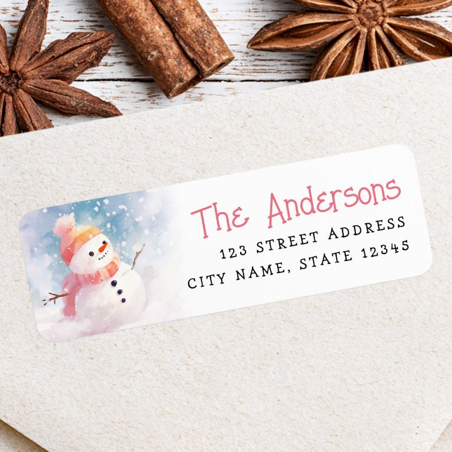 Niedliche Schneemann-Rücksendeadresse (Cute snowman illustration winter return address label)