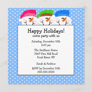 Niedliche Schneemänner Einladung zur Feierlichkeit