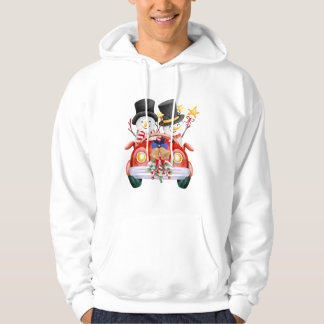 ☃️ Niedliche Schneemänner fahren rotes Weihnachtsa Hoodie