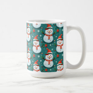 Niedliche Schneemänner mit Weihnachtsbaum Kaffeetasse