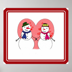 Niedliche Schneemänner Schneewittchen - Schnee in  Poster