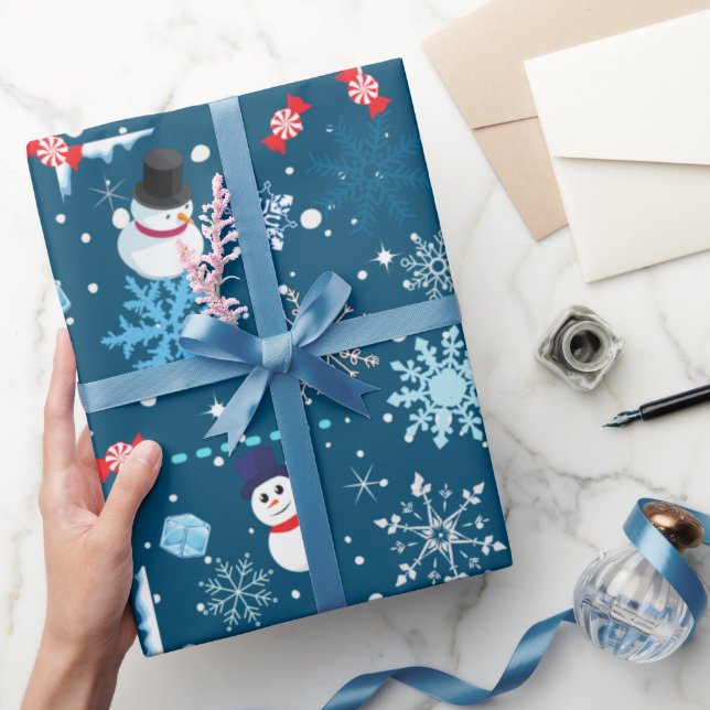 Niedliche Schneemänner und Snowflakes Weihnachten Geschenkpapier (Schenken)