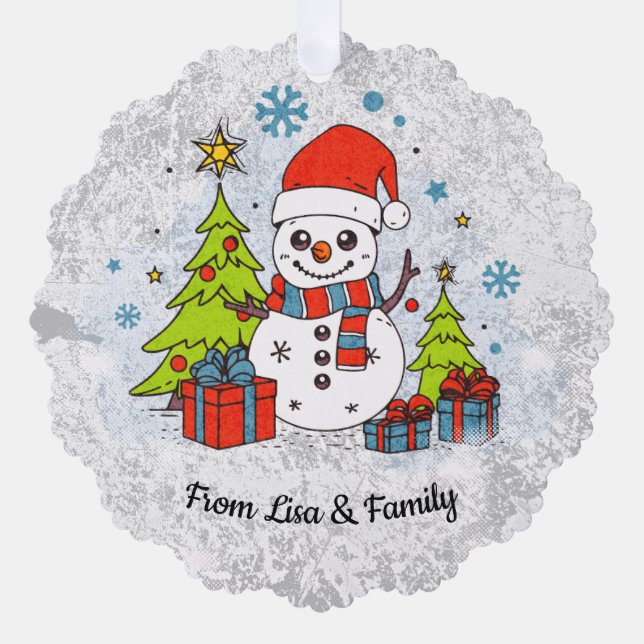 Niedliche Schneemänner Weihnachts-Zierkarte Ornament Karte (Vorderseite)